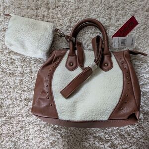 NWT Carlos By Carlos Santana Faux Sherling Bag Handbag Shoulder Bag